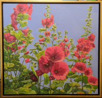 82922c_hollyhocks_and_sky_30x30